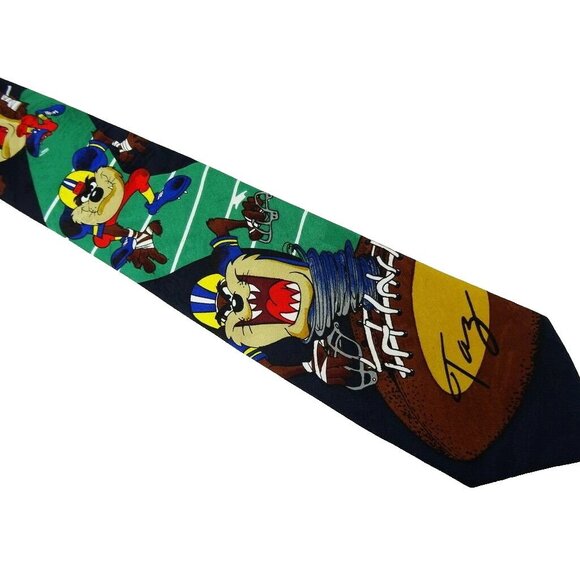 Funny Football Tie Tasmanian Devil Taz Looney Tunes Necktie - Picture 3 of 4